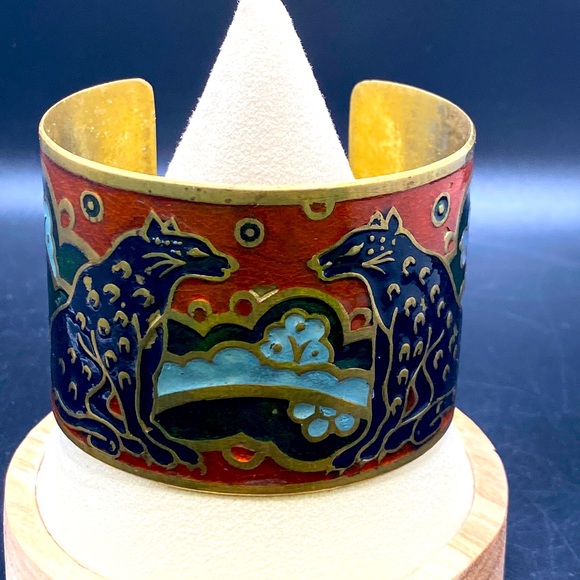 Enameled Brass Cuff Bracelet - Picture 1 of 9